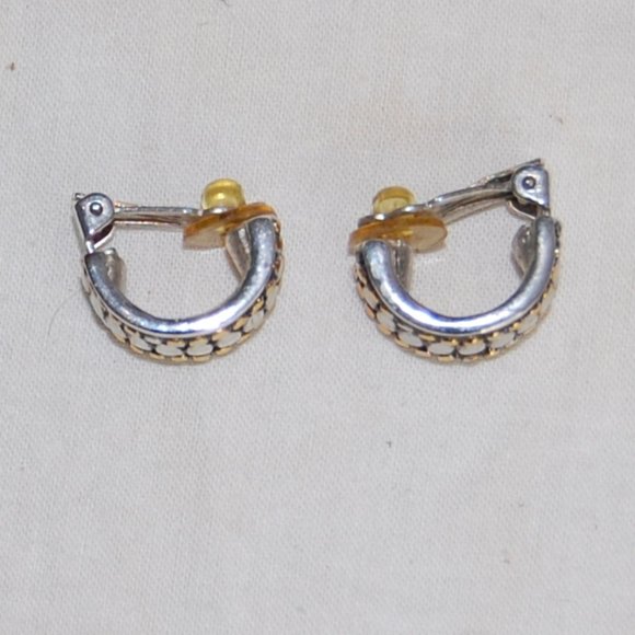 Small SiIver/Gold 1/2 Circle  Clip Earrings - Picture 6 of 11